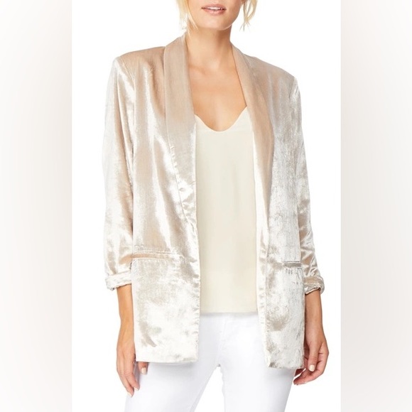 HABITUAL Champagne Natural Beige BlazerVelvet 3/4 Sleeve Jacket New NWT - Picture 5 of 13
